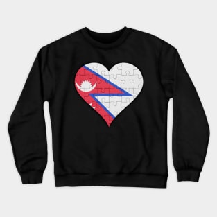Nepalese Jigsaw Puzzle Heart Design - Gift for Nepalese With Nepal Roots Crewneck Sweatshirt
